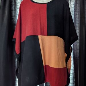Color Block Poncho Top